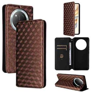 For Honor X60 Pro 5G / X9c 5G Cubic Grid Texture Flip Leather Phone Case(Brown)