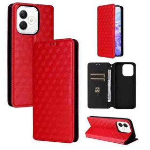 For Honor X60i 5G Cubic Grid Texture Flip Leather Phone Case(Red)