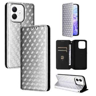 For Honor X60i 5G Cubic Grid Texture Flip Leather Phone Case(Silver)