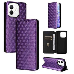 For Honor X60i 5G Cubic Grid Texture Flip Leather Phone Case(Purple)