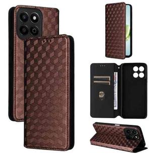 For Honor Play 60 Plus Cubic Grid Texture Flip Leather Phone Case(Brown)