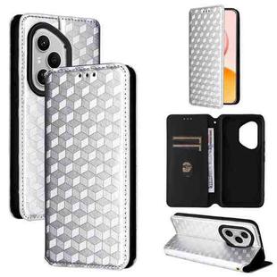 For Honor 400 Pro Global 160.8mm Cubic Grid Texture Flip Leather Phone Case(Silver)