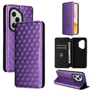 For Honor 400 Pro Global 160.8mm Cubic Grid Texture Flip Leather Phone Case(Purple)