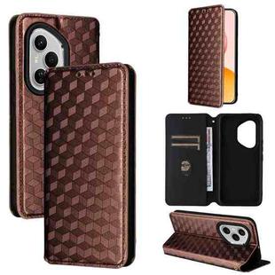 For Honor 400 Pro Global 160.8mm Cubic Grid Texture Flip Leather Phone Case(Brown)