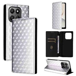 For Honor 400 Smart 5G Cubic Grid Texture Flip Leather Phone Case(Silver)