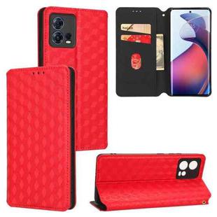 For Motorola Edge 30 Fusion Cubic Grid Texture Flip Leather Phone Case(Red)