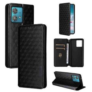 For Motorola Edge 40 Neo 5G Cubic Grid Texture Flip Leather Phone Case(Black)