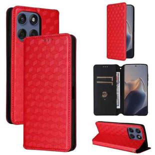 For Motorola Edge 60 Fusion Cubic Grid Texture Flip Leather Phone Case(Red)