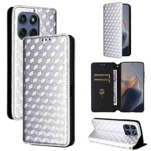For Motorola Edge 60 Fusion Cubic Grid Texture Flip Leather Phone Case(Silver)