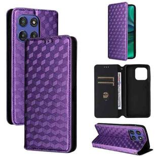 For Motorola Edge 60 Stylus Cubic Grid Texture Flip Leather Phone Case(Purple)