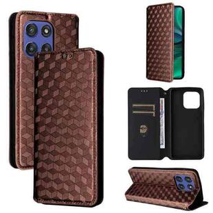 For Motorola Edge 60 Stylus Cubic Grid Texture Flip Leather Phone Case(Brown)