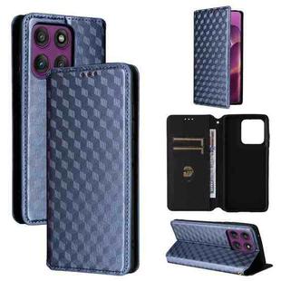 For Motorola Edge 60 Pro Cubic Grid Texture Flip Leather Phone Case(Blue)