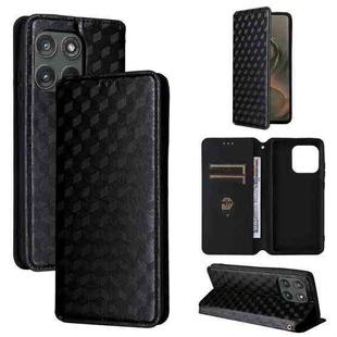 For Motorola Edge 5G 2025 Cubic Grid Texture Flip Leather Phone Case(Black)