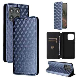 For Motorola Edge 5G 2025 Cubic Grid Texture Flip Leather Phone Case(Blue)