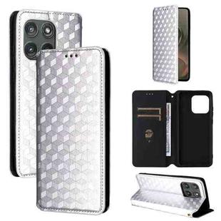 For Motorola Edge 5G 2025 Cubic Grid Texture Flip Leather Phone Case(Silver)