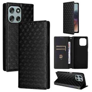 For Motorola Moto G56 / G66j / G66y 5G Cubic Grid Texture Flip Leather Phone Case(Black)