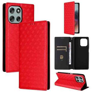 For Motorola Moto G56 / G66j / G66y 5G Cubic Grid Texture Flip Leather Phone Case(Red)