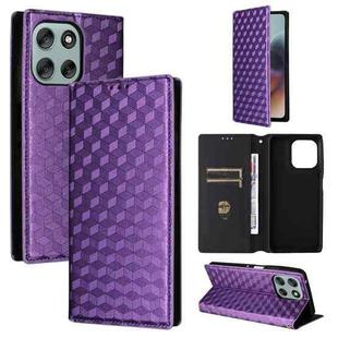 For Motorola Moto G56 / G66j / G66y 5G Cubic Grid Texture Flip Leather Phone Case(Purple)