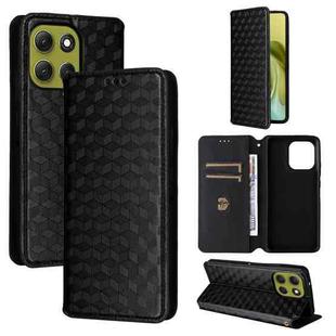 For Motorola Moto G86 Power 5G Cubic Grid Texture Flip Leather Phone Case(Black)