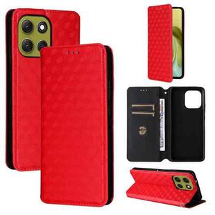 For Motorola Moto G86 Power 5G Cubic Grid Texture Flip Leather Phone Case(Red)