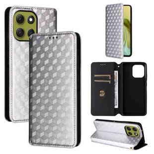 For Motorola Moto G86 Power 5G Cubic Grid Texture Flip Leather Phone Case(Silver)