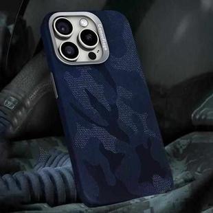 For iPhone 13 Pro Max Camouflage Leather Metal Frame MagSafe PC Phone Case(Blue)