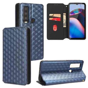 For Motorola Defy 2 Cubic Grid Texture Flip Leather Phone Case(Blue)