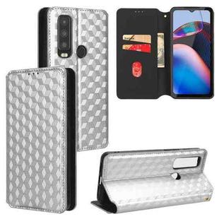 For Motorola Defy 2 Cubic Grid Texture Flip Leather Phone Case(Silver)