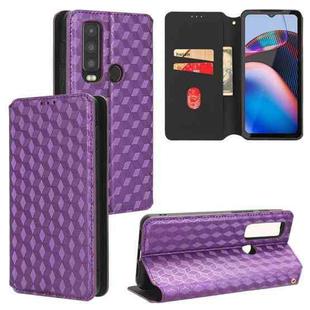 For Motorola Defy 2 Cubic Grid Texture Flip Leather Phone Case(Purple)