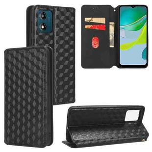 For Motorola Moto E13 Cubic Grid Texture Flip Leather Phone Case(Black)