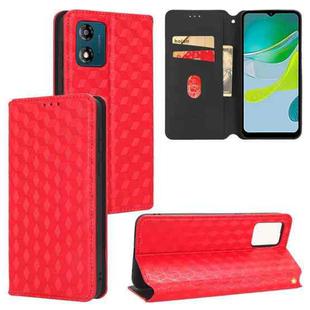 For Motorola Moto E13 Cubic Grid Texture Flip Leather Phone Case(Red)