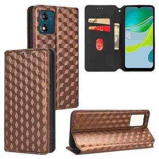 For Motorola Moto E13 Cubic Grid Texture Flip Leather Phone Case(Brown)