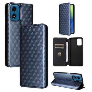 For Motorola Moto E14 / G04 / G04S / G24 Cubic Grid Texture Flip Leather Phone Case(Blue)
