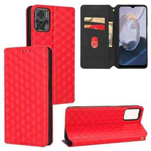 For Motorola Moto E22 4G / E22i 4G Cubic Grid Texture Flip Leather Phone Case(Red)