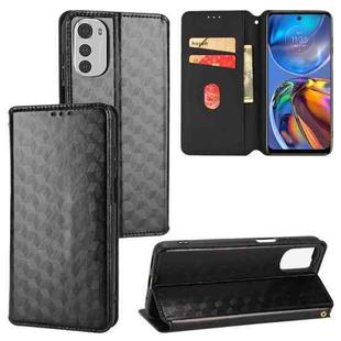 For Motorola Moto E32 4G / E32s Cubic Grid Texture Flip Leather Phone Case(Black)