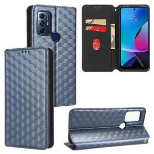 For Motorola Moto G Play 2023 Cubic Grid Texture Flip Leather Phone Case(Blue)