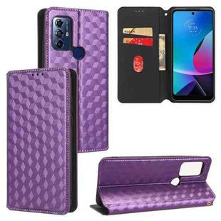 For Motorola Moto G Play 2023 Cubic Grid Texture Flip Leather Phone Case(Purple)