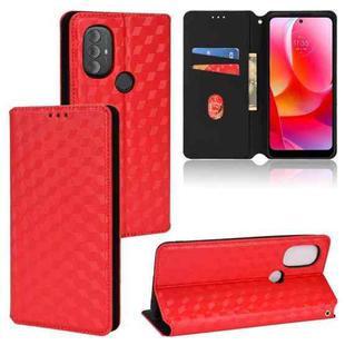 For Motorola Moto G Power 2022 Cubic Grid Texture Flip Leather Phone Case(Red)