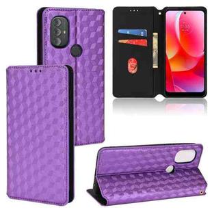 For Motorola Moto G Power 2022 Cubic Grid Texture Flip Leather Phone Case(Purple)