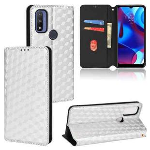 For Motorola Moto G Pure Cubic Grid Texture Flip Leather Phone Case(Silver)