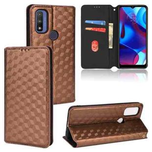 For Motorola Moto G Pure Cubic Grid Texture Flip Leather Phone Case(Brown)