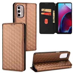 For Motorola Moto G Stylus 4G 2022 Cubic Grid Texture Flip Leather Phone Case(Brown)