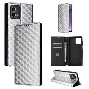 For Motorola Moto G Stylus 4G 2023 Cubic Grid Texture Flip Leather Phone Case(Silver)