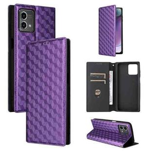 For Motorola Moto G Stylus 4G 2023 Cubic Grid Texture Flip Leather Phone Case(Purple)