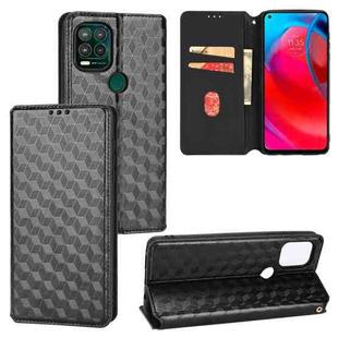 For Motorola Moto G Stylus 5G 2021 Cubic Grid Texture Flip Leather Phone Case(Black)
