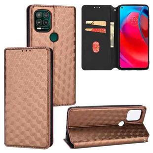 For Motorola Moto G Stylus 5G 2021 Cubic Grid Texture Flip Leather Phone Case(Brown)