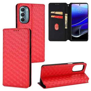 For Motorola Moto G Stylus 5G 2022 Cubic Grid Texture Flip Leather Phone Case(Red)