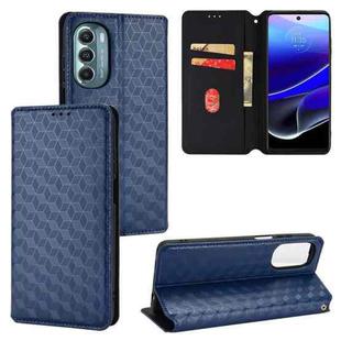 For Motorola Moto G Stylus 5G 2022 Cubic Grid Texture Flip Leather Phone Case(Blue)