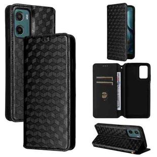 For Motorola Moto G05 4G / E15 4G Cubic Grid Texture Flip Leather Phone Case(Black)