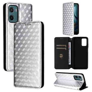 For Motorola Moto G05 4G / E15 4G Cubic Grid Texture Flip Leather Phone Case(Silver)
